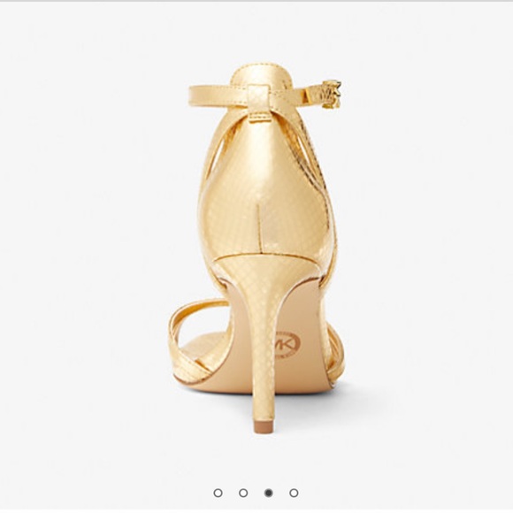 Michael Kors Kimberly Metallic Snake Embossed Leather Sandal in Gold Size 9.5 - Picture 3 of 8